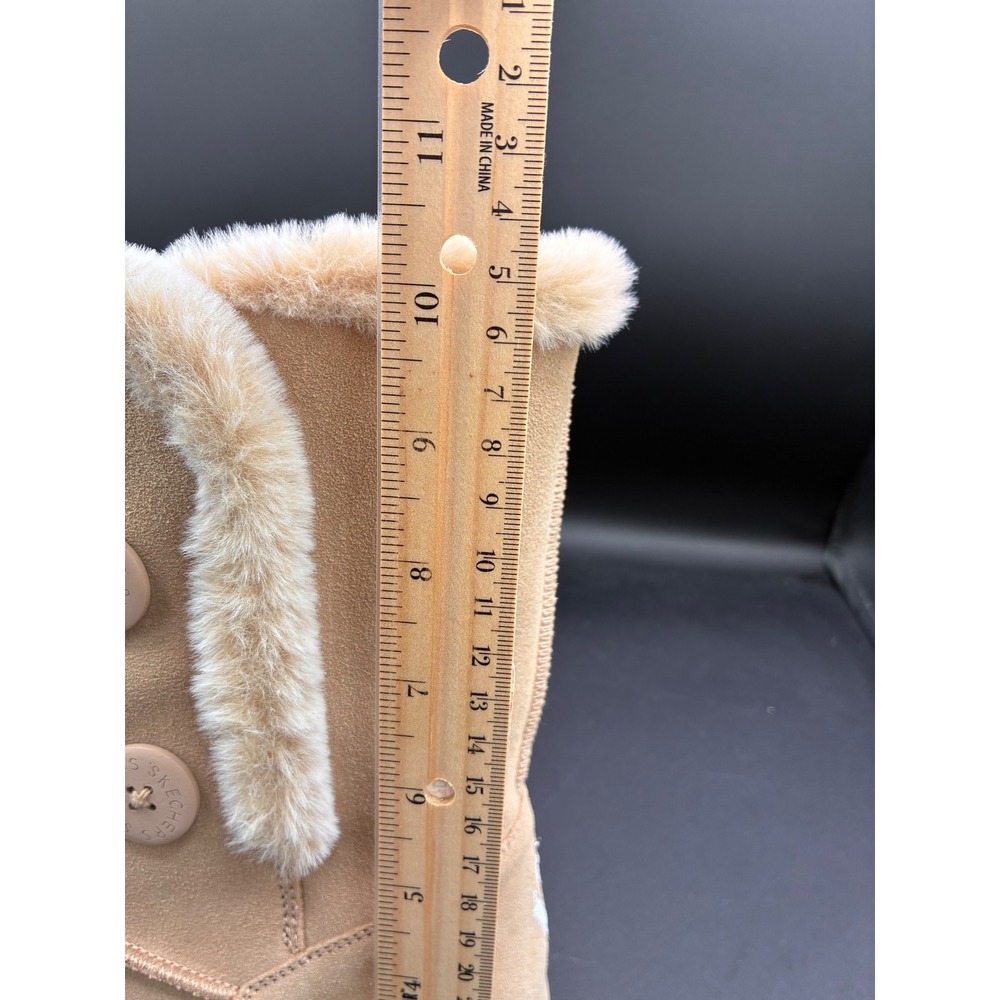 Skechers Keep Sneaks 49864 Women Sand Leather Faux Fur Winter Boots Size 7 - Picture 3 of 9